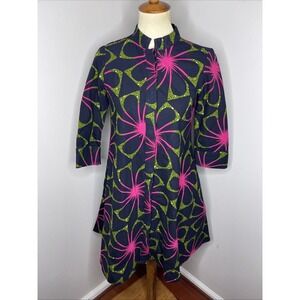 Zuri Dress Blue Navy Green Pink Starburst XXS
